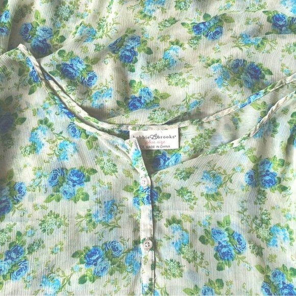 Bobbie Brooks lightweight sheer floral blouse with 3/4 sleeves. Women's size 2X - Picture 3 of 8